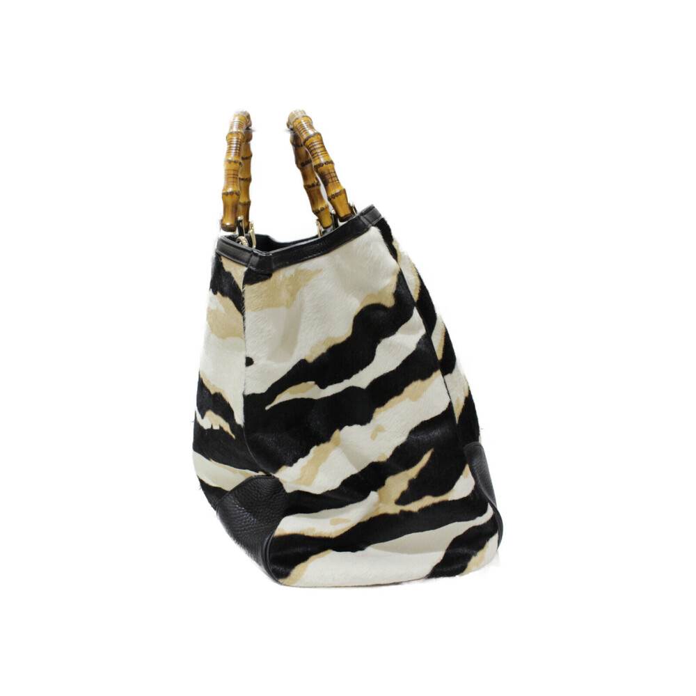 Gucci Beige handbag Porcelain Black Tan Bamboo Strap shoulder Bag - Picture 3 of 7